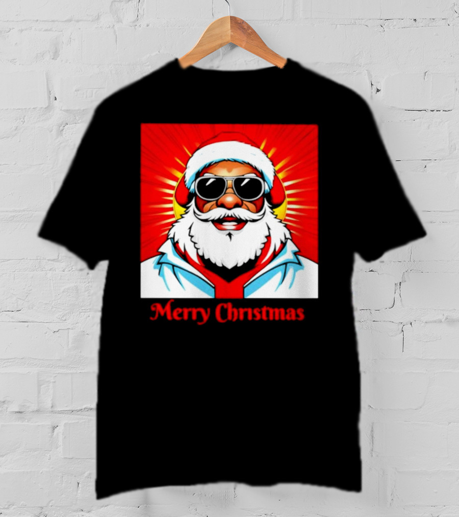 Bright Santa Merry Christmas In Cool Cartoon T-Shirt