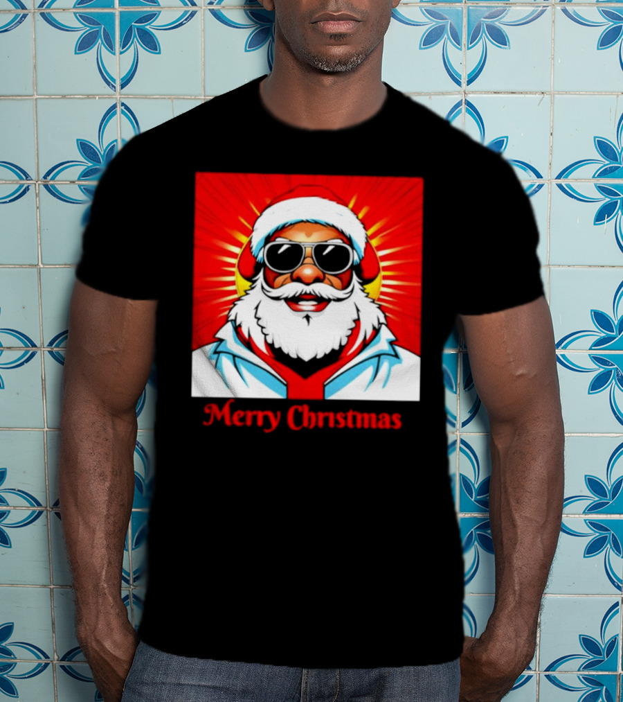 Bright Santa Merry Christmas In Cool Cartoon T-Shirt