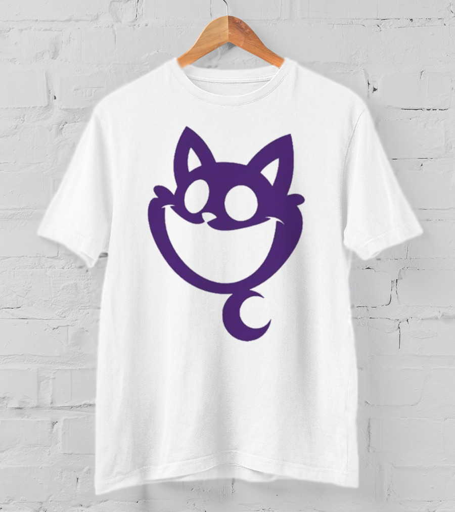 Cheshire Cat Purple Silhouette Face Design Catnap Face T-Shirt