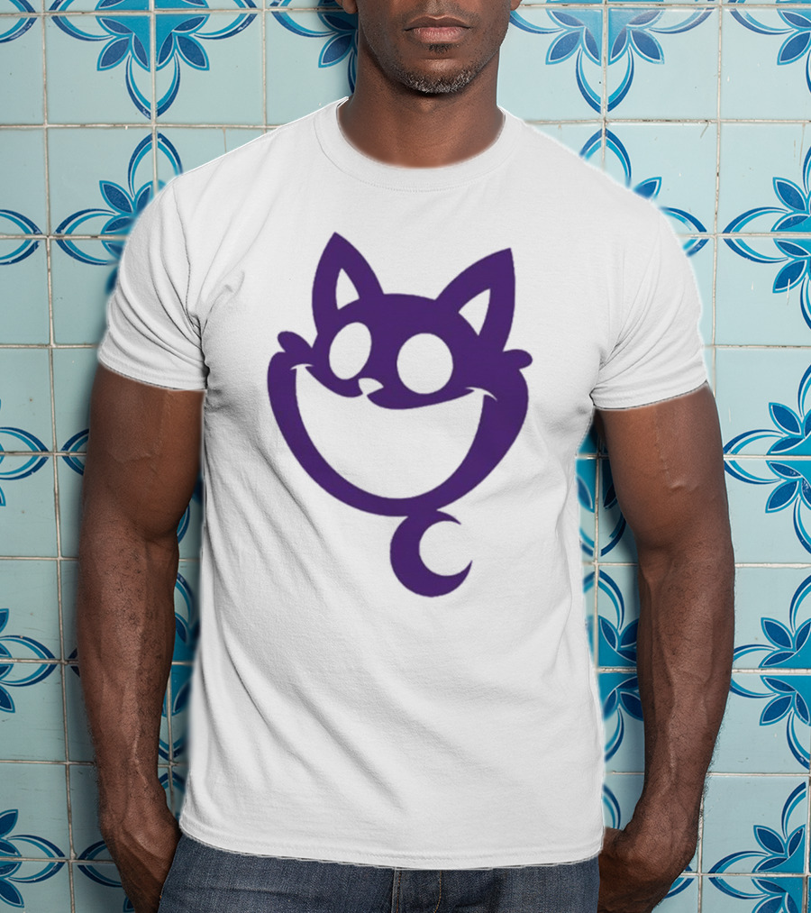 Cheshire Cat Purple Silhouette Face Design Catnap Face T-Shirt