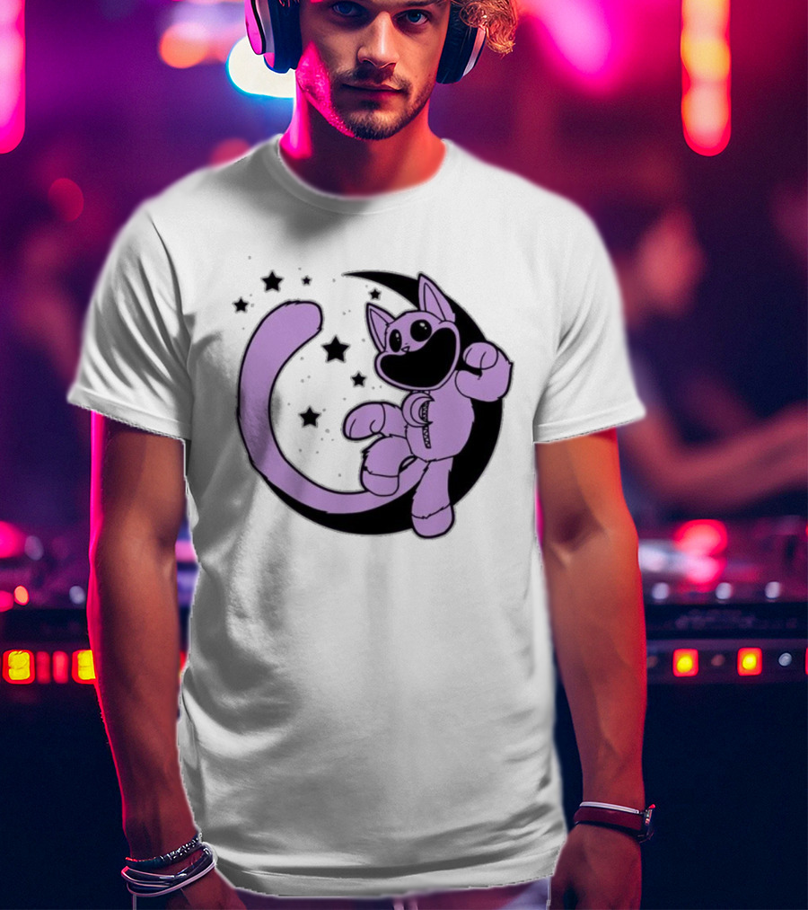 CatNap Astronaut Cat In Space With Crescent Moon And Stars T-Shirt