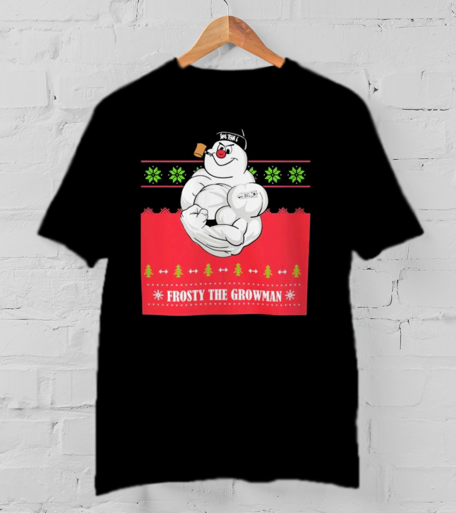 Frosty The Growman Christmas Bodybuilder Snowman T-Shirt