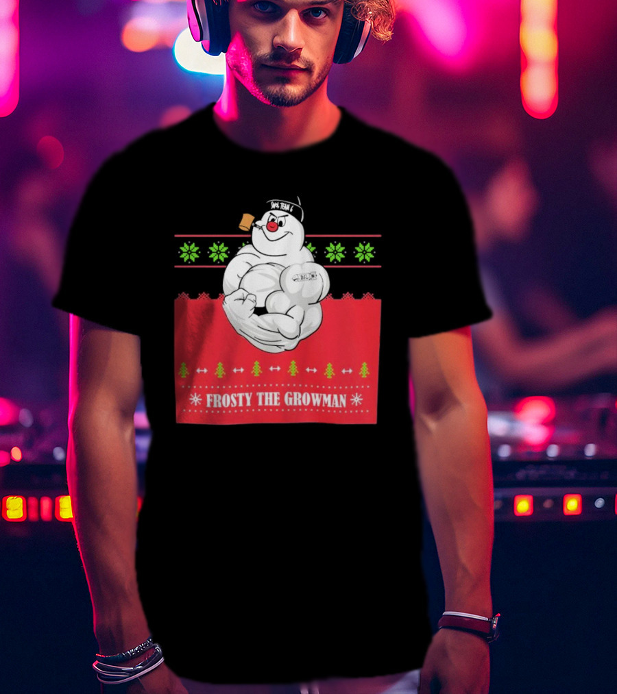 Frosty The Growman Christmas Bodybuilder Snowman T-Shirt
