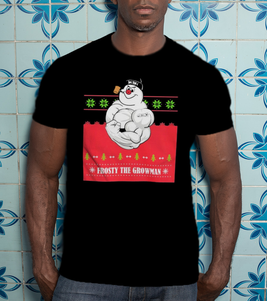 Frosty The Growman Christmas Bodybuilder Snowman T-Shirt