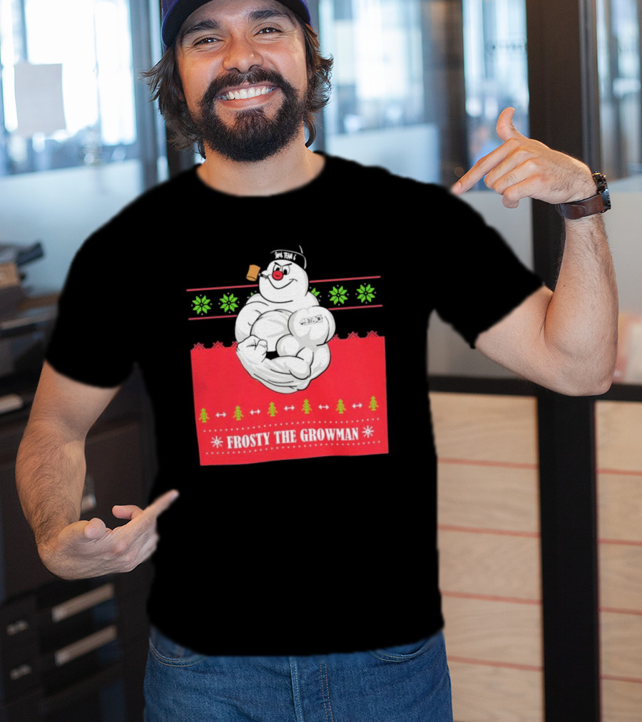 Frosty The Growman Christmas Bodybuilder Snowman T-Shirt