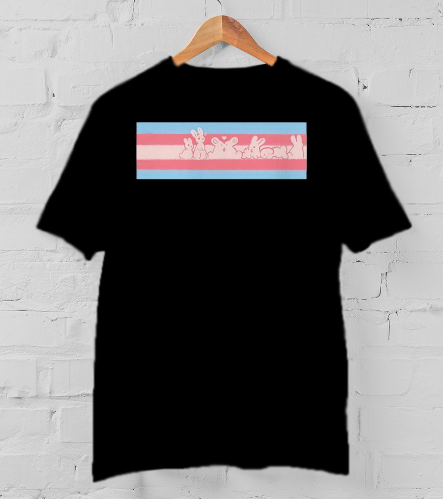 Trans Flag Bunny Band Stripes T-Shirt