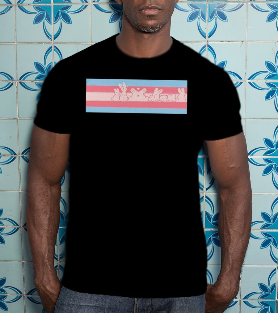 Trans Flag Bunny Band Stripes T-Shirt