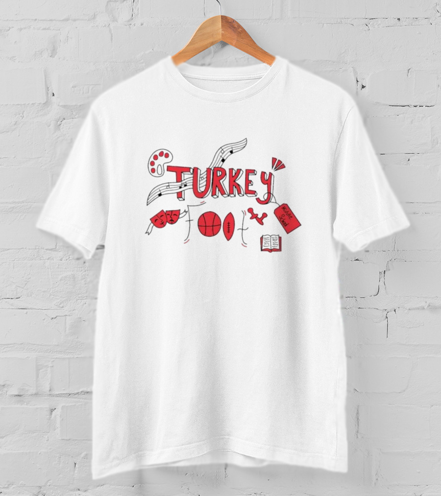 Turkey Foot Middle School Grade 6 Musical Sports And Academic Symbols T-Shirt