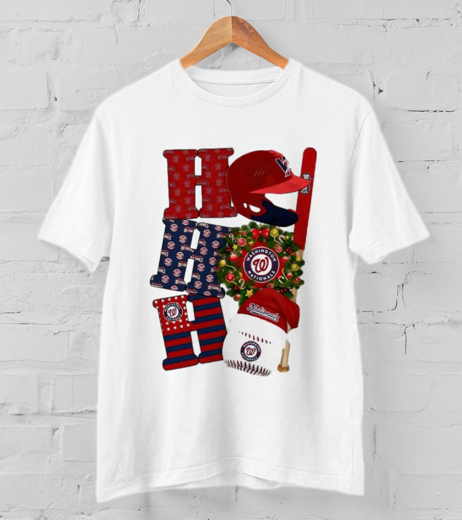 Washington Nationals Ho Ho Ho Merry Christmas Baseball Festive T-Shirt