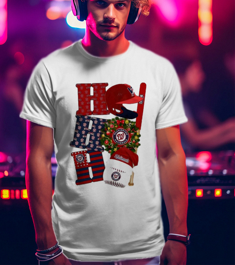 Washington Nationals Ho Ho Ho Merry Christmas Baseball Festive T-Shirt