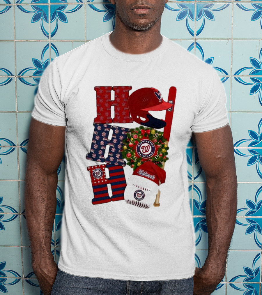 Washington Nationals Ho Ho Ho Merry Christmas Baseball Festive T-Shirt
