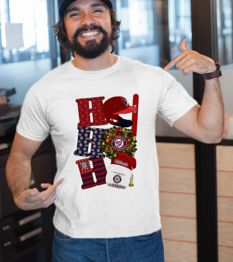 Washington Nationals Ho Ho Ho Merry Christmas Baseball Festive T-Shirt