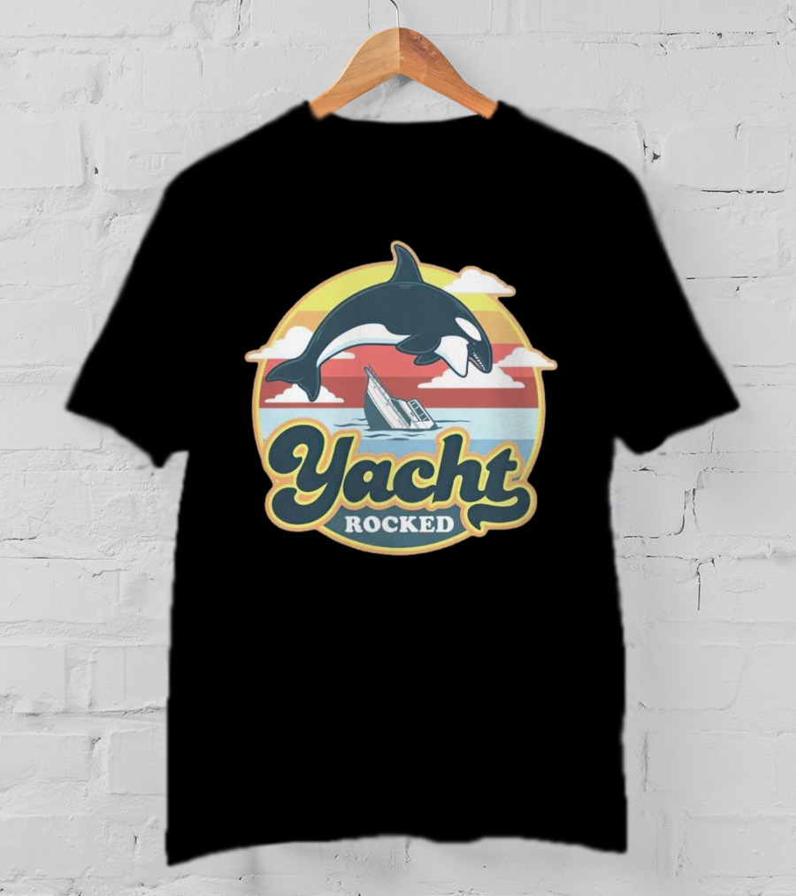 Yacht Rocked Whale Ocean Scene T-Shirt