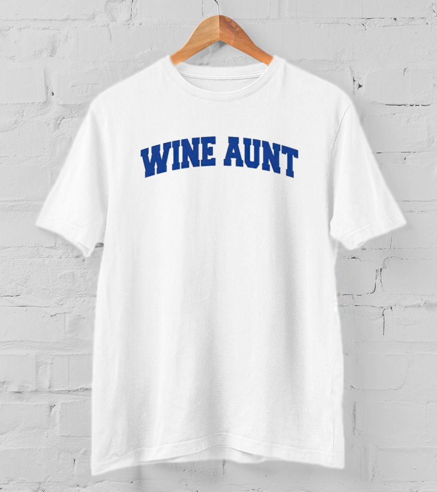 Wine Aunt Blue Text T-Shirt