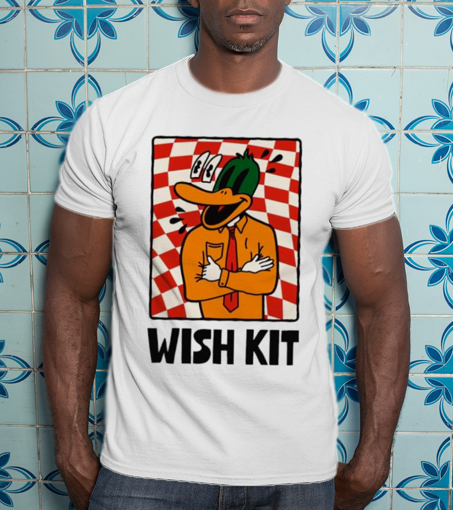 Wish Kit Duck Checkered Eye Popping Cartoon T-Shirt