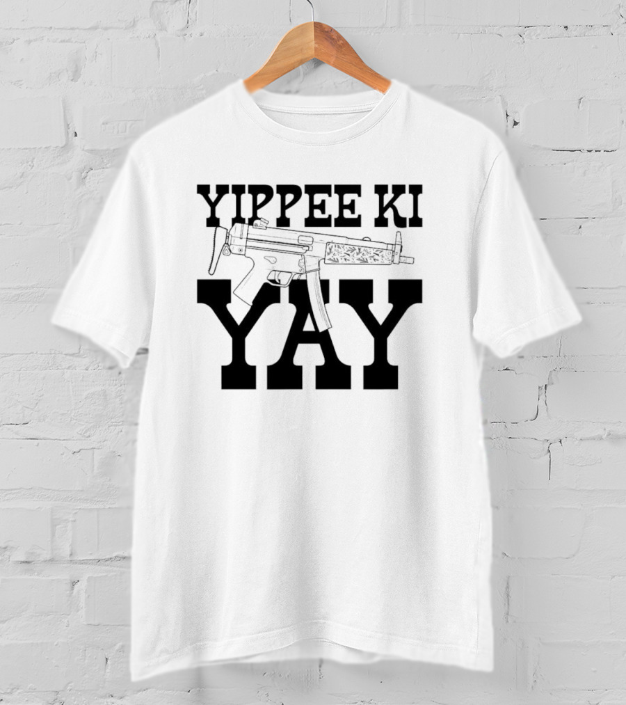 Yippee Ki Yay Retro Action Phrase With Gun T-Shirt