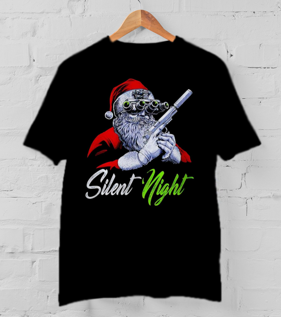 Silent Night Santa Claus With Night Vision And Rifle T-Shirt