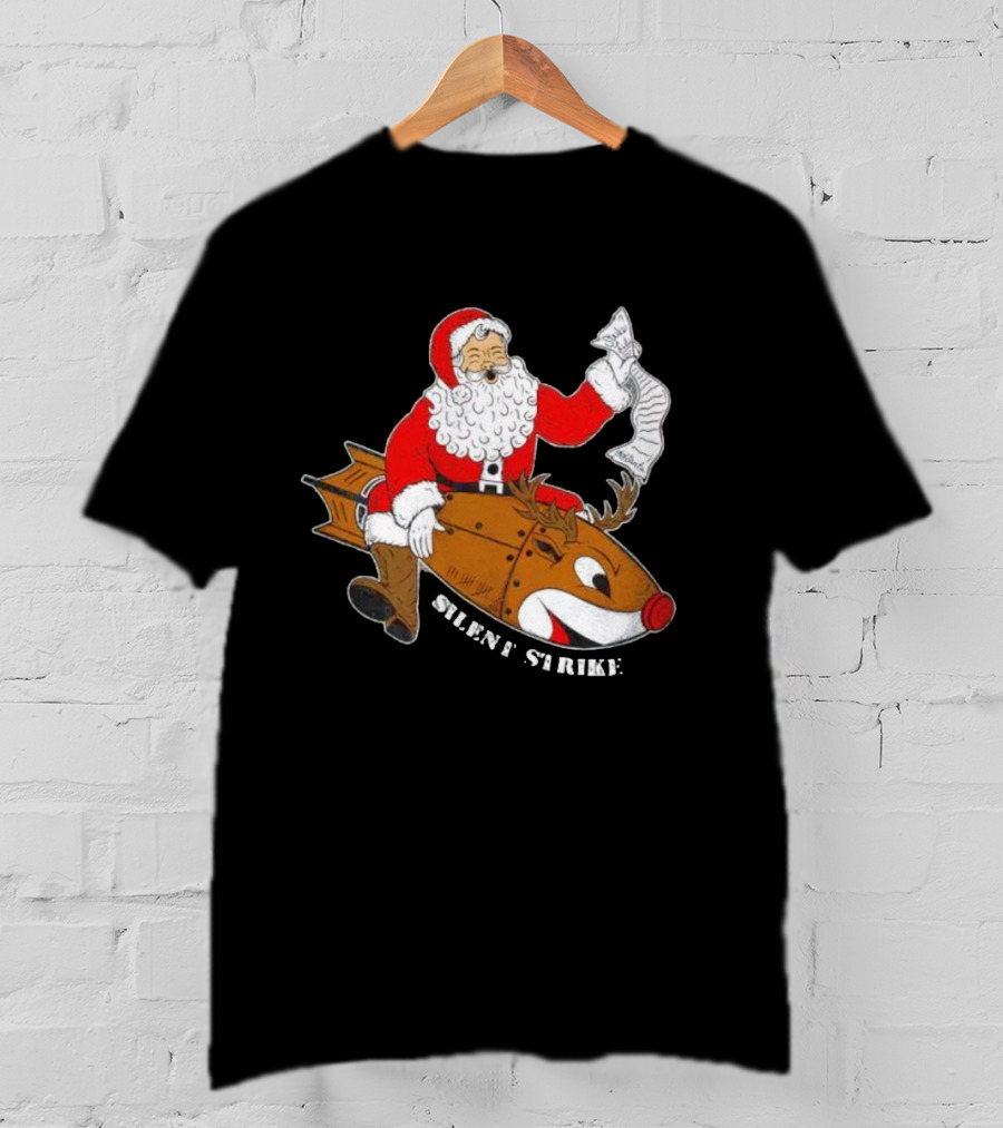 Silent Strike Santa Claus Riding Reindeer Rocket T-Shirt