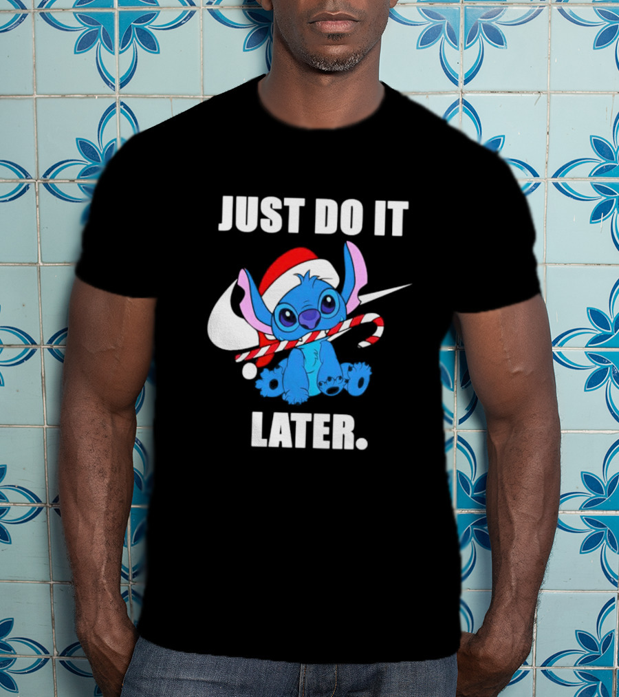 Santa Stitch Just Do It Later Christmas T-Shirt