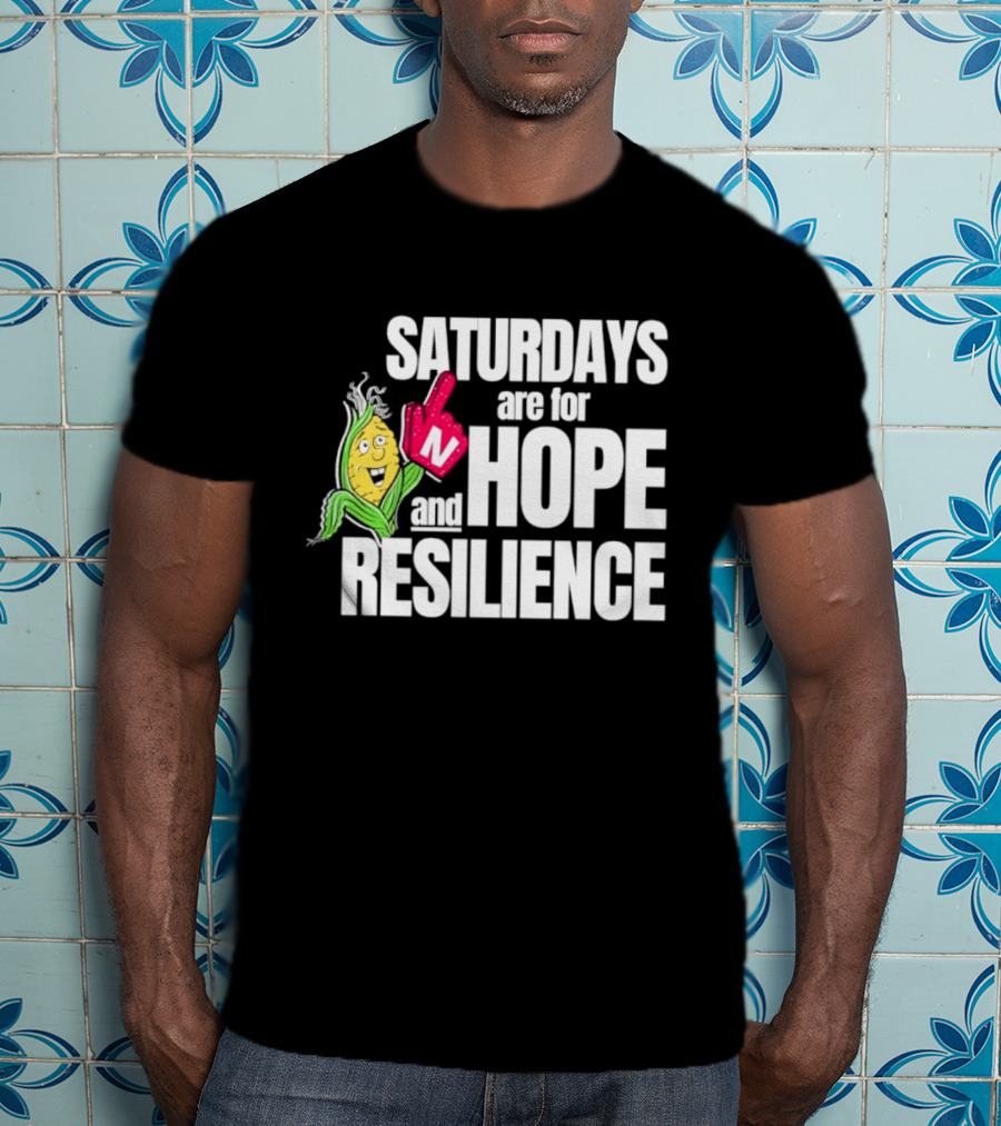 Saturdays Are For Hope And Resilience Corn Mascot And Foam Finger T-Shirt