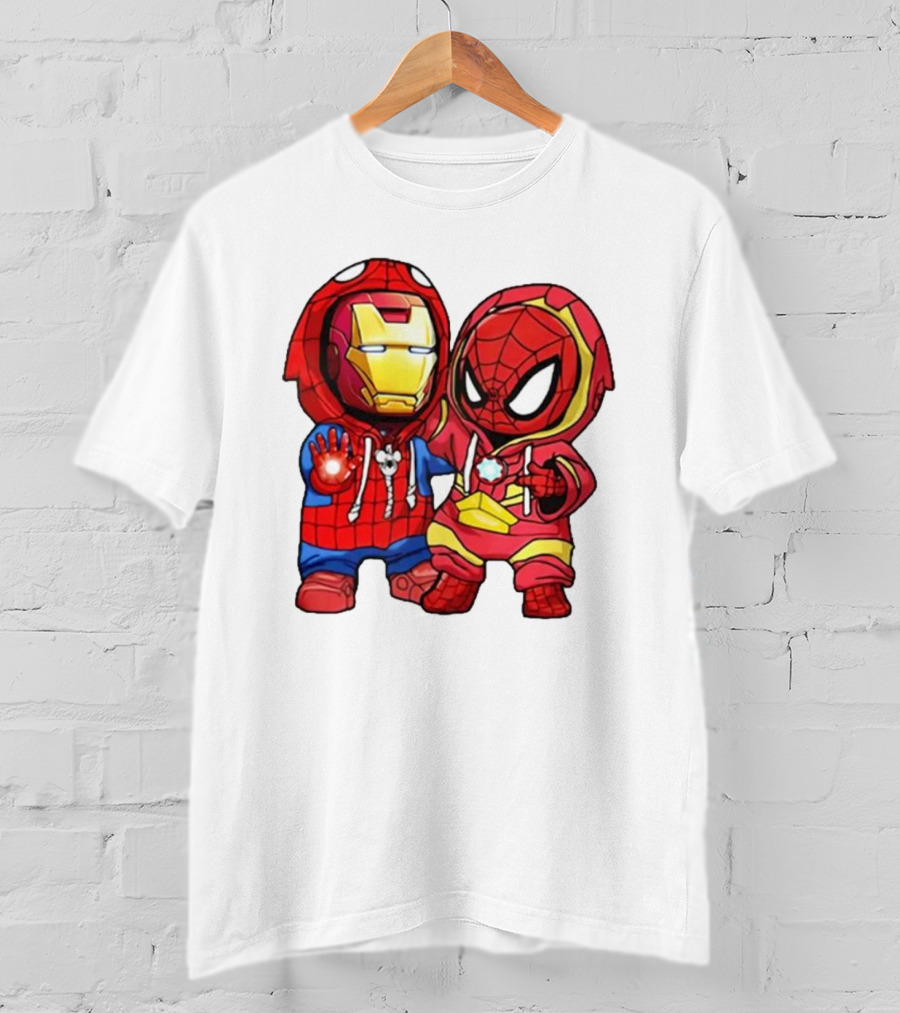 Spider-Man And Iron Man Cute Chibi Hoodie Heroes T-Shirt