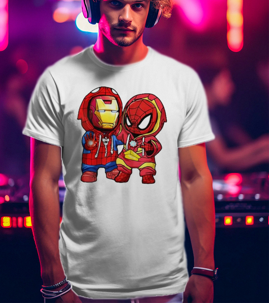 Spider-Man And Iron Man Cute Chibi Hoodie Heroes T-Shirt