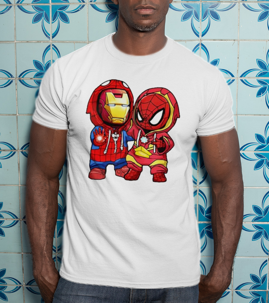 Spider-Man And Iron Man Cute Chibi Hoodie Heroes T-Shirt