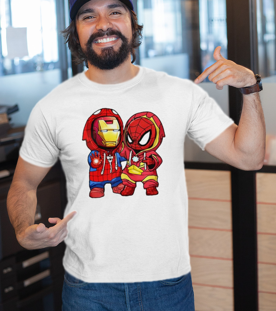Spider-Man And Iron Man Cute Chibi Hoodie Heroes T-Shirt