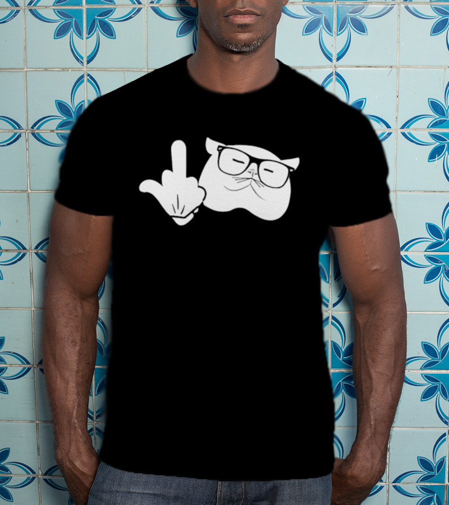 Catturd Birdturd Middle Finger Cat Glasses T-Shirt