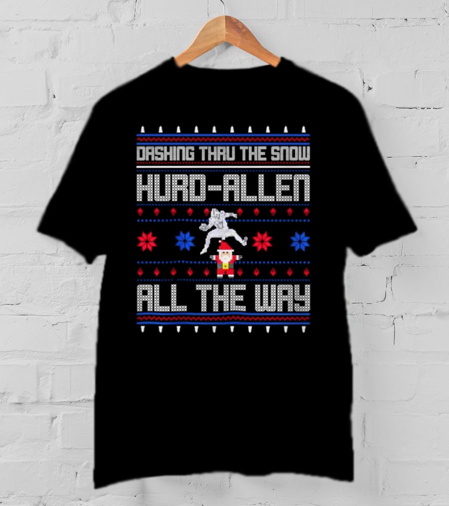 Dashing Thru The Snow Hurd-Allen All The Way Christmas Football Santa T-Shirt