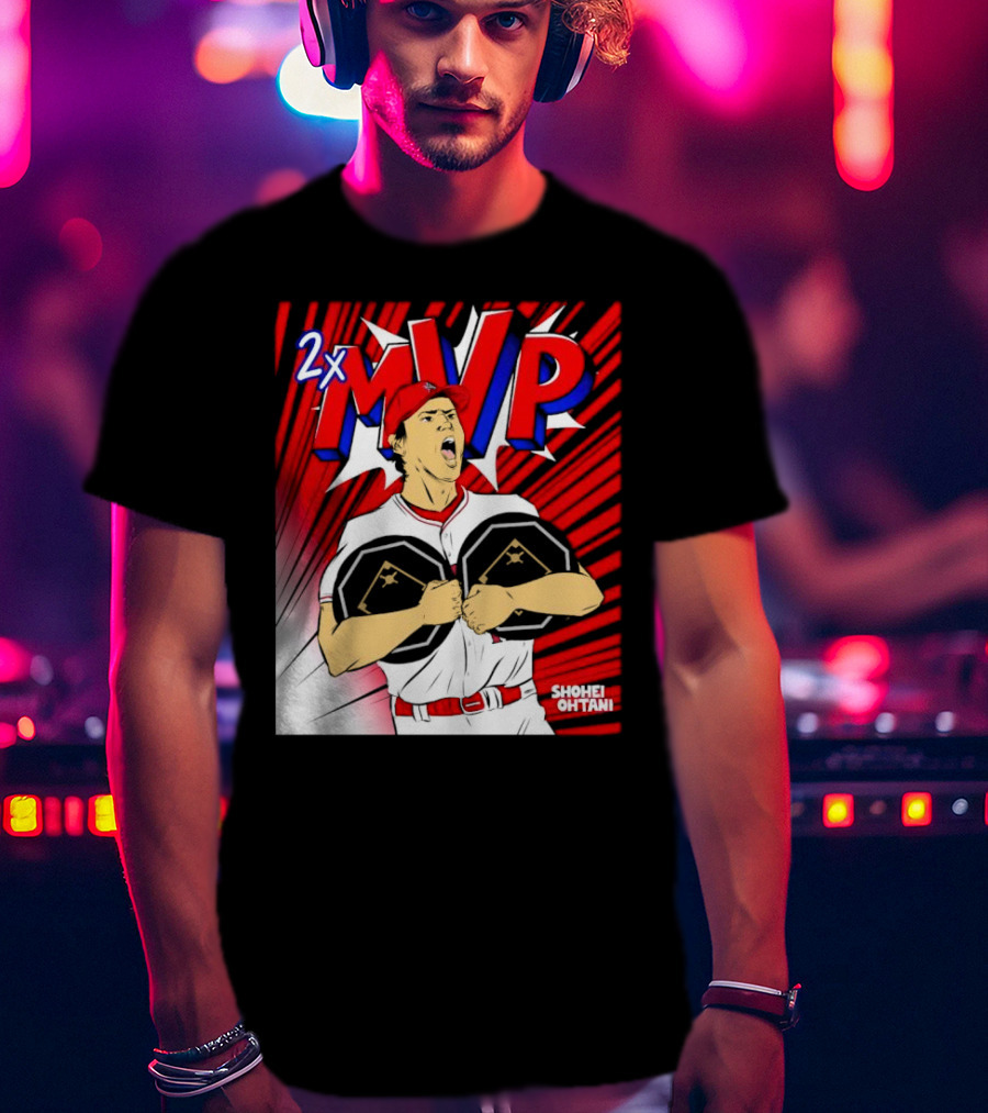 Los Angeles Angels Shohei Ohtani 2x MVP Comic T-Shirt