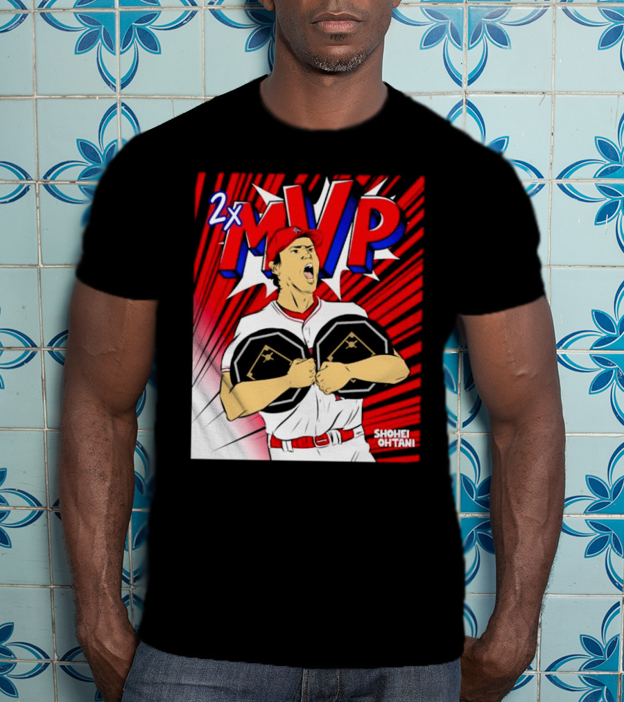 Los Angeles Angels Shohei Ohtani 2x MVP Comic T-Shirt