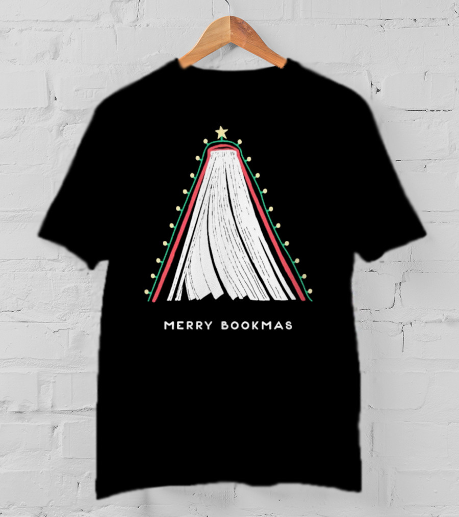 Merry Bookmas Christmas Tree Book Lights T-Shirt