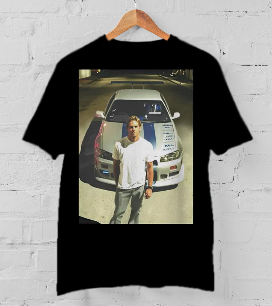 Paul Walker Giving Season With Iconic Car Street Scene T-Shirt