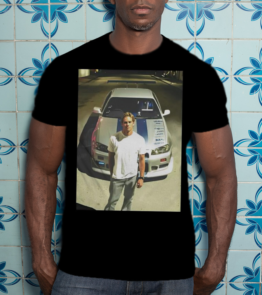 Paul Walker Giving Season With Iconic Car Street Scene T-Shirt