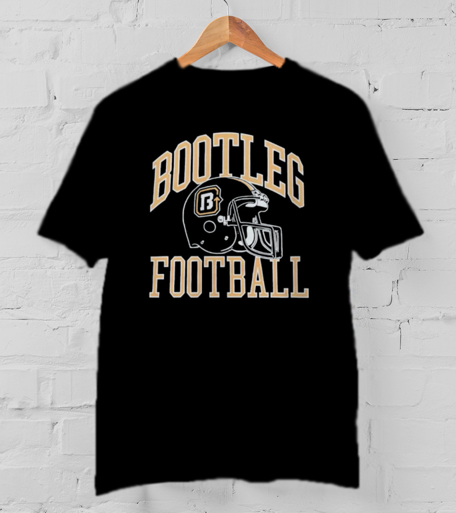 Bootleg Football Helmet Black And Gold Letters T-Shirt