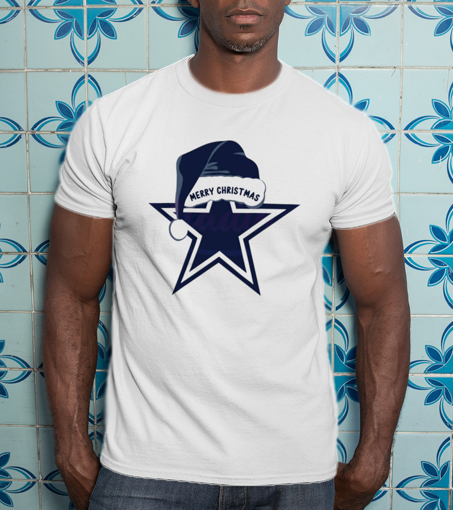 Dallas Cowboys Merry Christmas Santa Hat Star T-Shirt