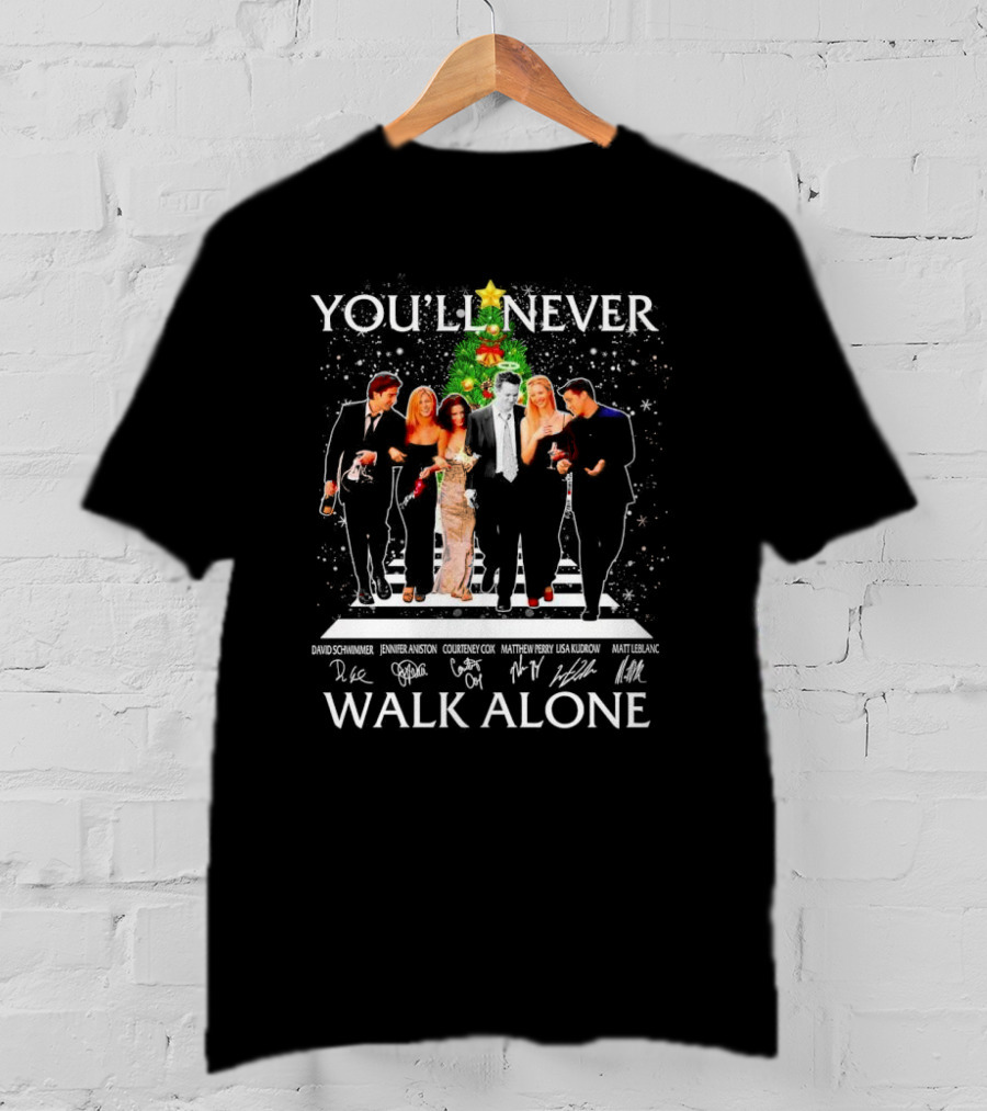 You'll Never Walk Alone Friends Characters Signatures Christmas Tree T-Shirt