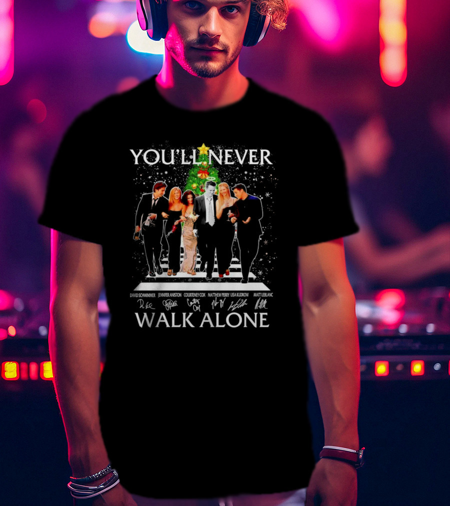 You'll Never Walk Alone Friends Characters Signatures Christmas Tree T-Shirt