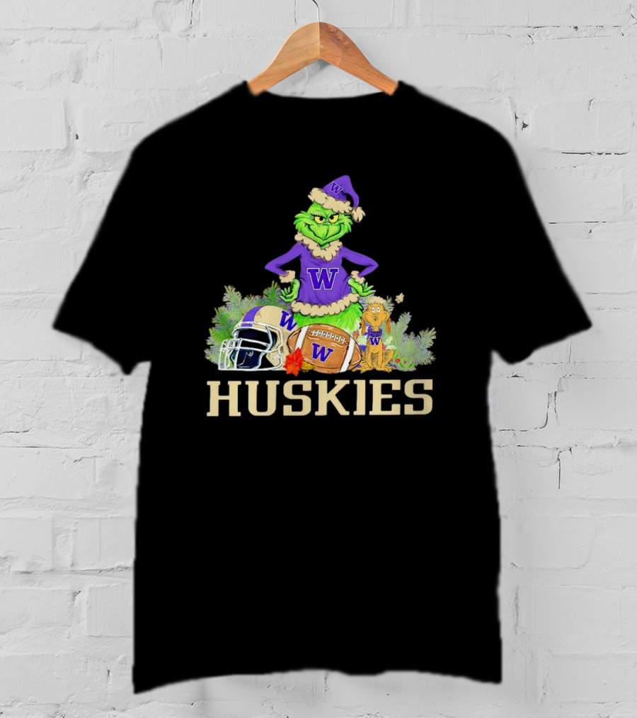 Grinch Washington Huskies Football Christmas W Holiday T-Shirt