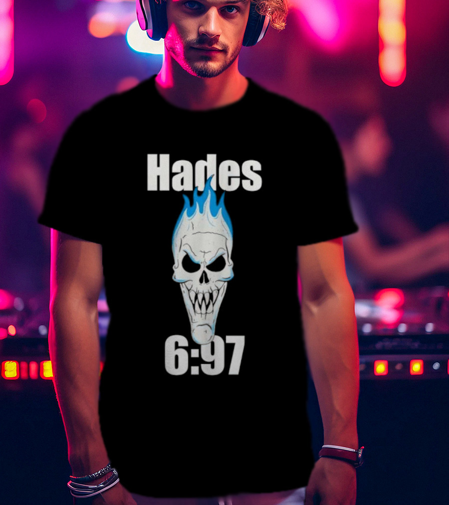 Hades 6:97 Blue Flame Skull Stone Cold T-Shirt