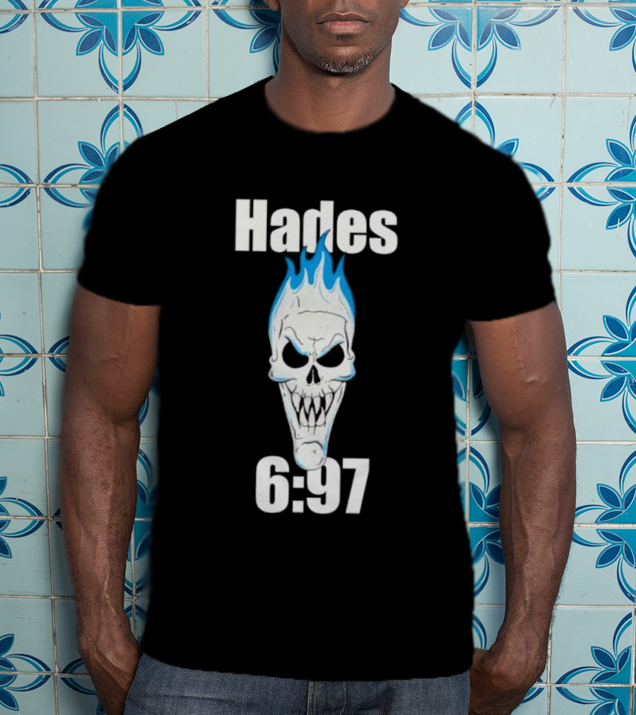 Hades 6:97 Blue Flame Skull Stone Cold T-Shirt