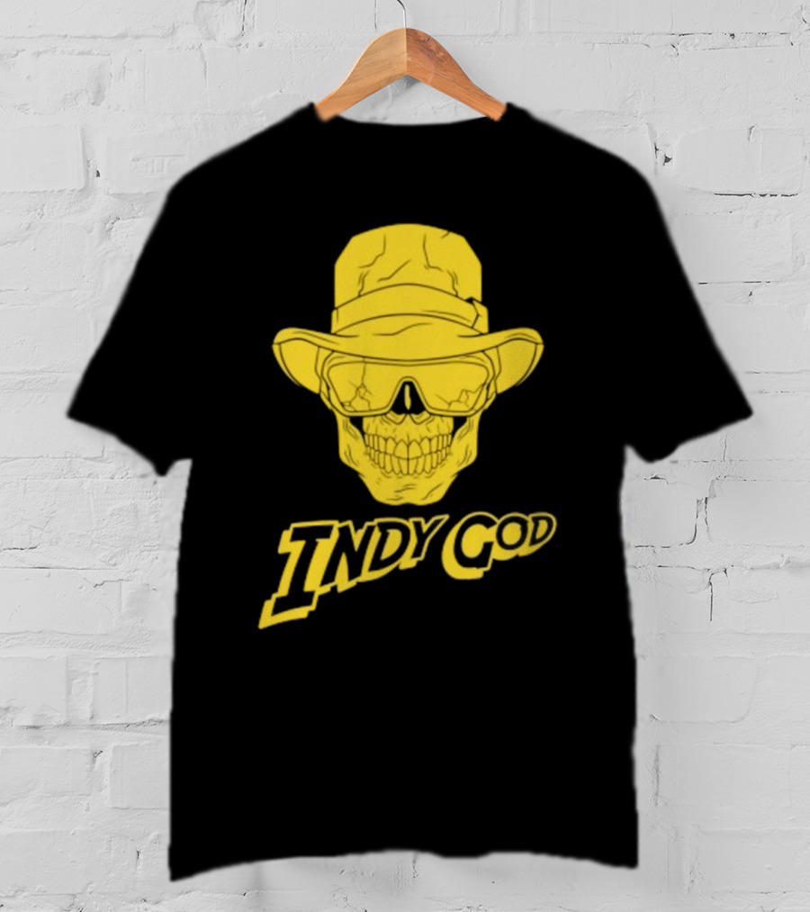 Matt Cardona Indy God Gold Skull With Hat And Sunglasses T-Shirt