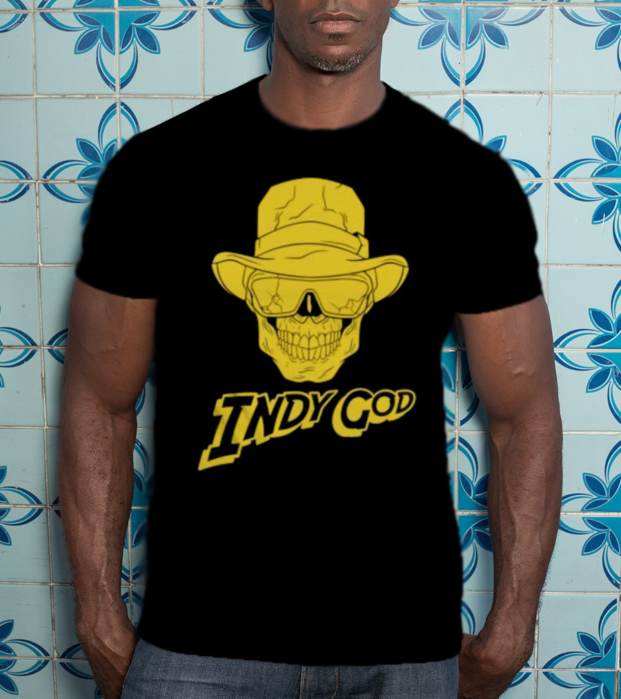 Matt Cardona Indy God Gold Skull With Hat And Sunglasses T-Shirt