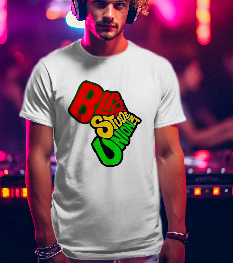 Black Student Union Red Yellow Green Text T-Shirt