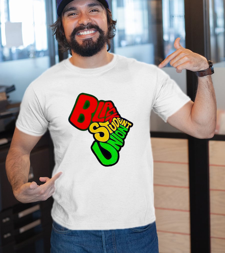 Black Student Union Red Yellow Green Text T-Shirt