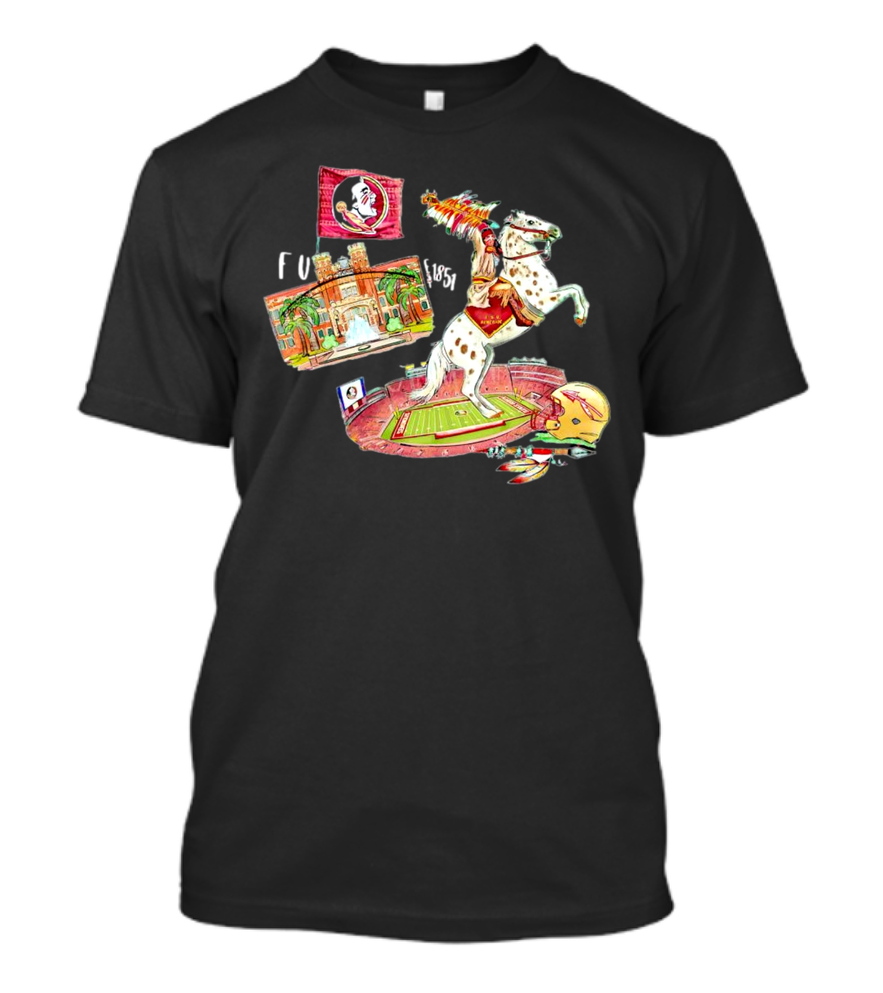 FSU Florida State Seminoles Symbols Chief Osceola Spear Football Stadium Helmet 1851 T-Shirt
