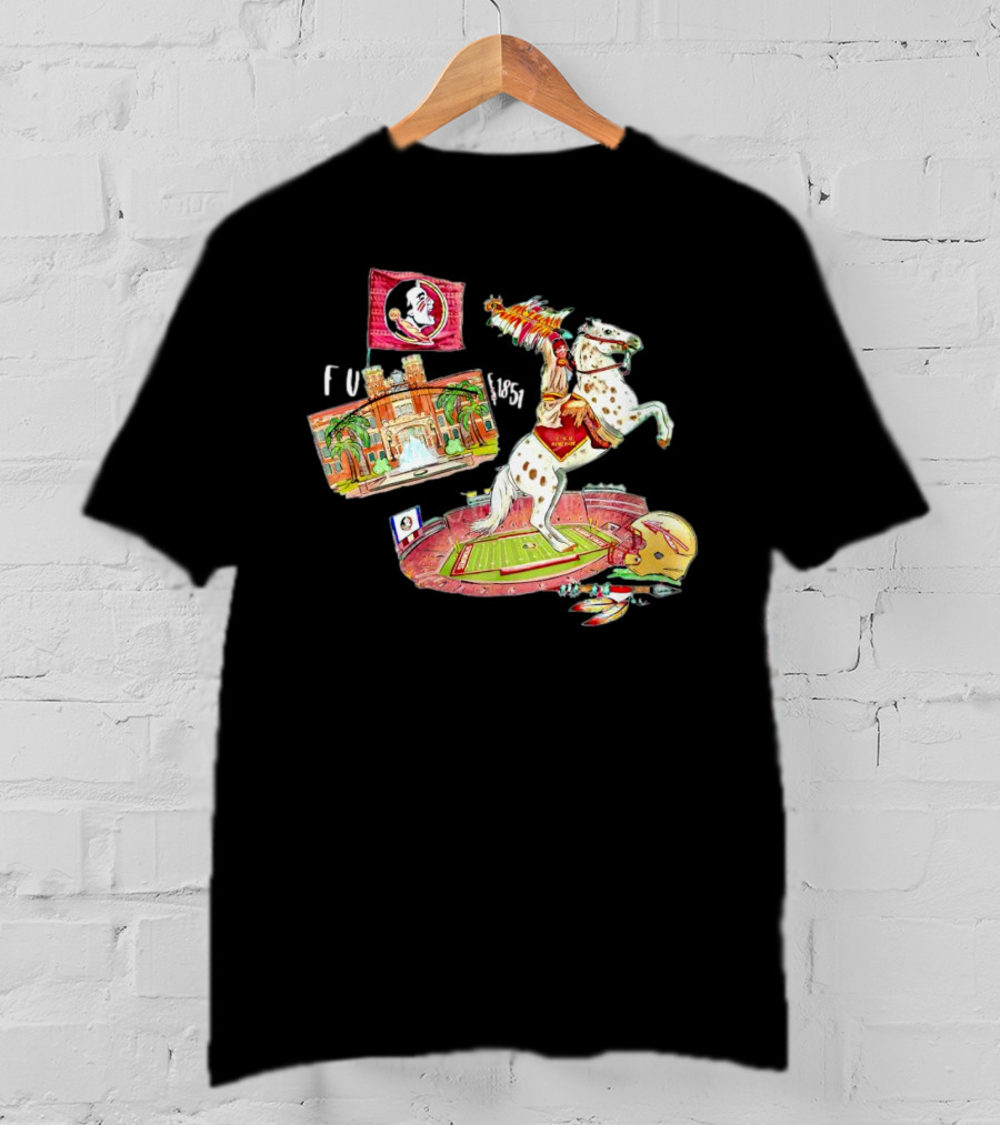 FSU Florida State Seminoles Symbols Chief Osceola Spear Football Stadium Helmet 1851 T-Shirt