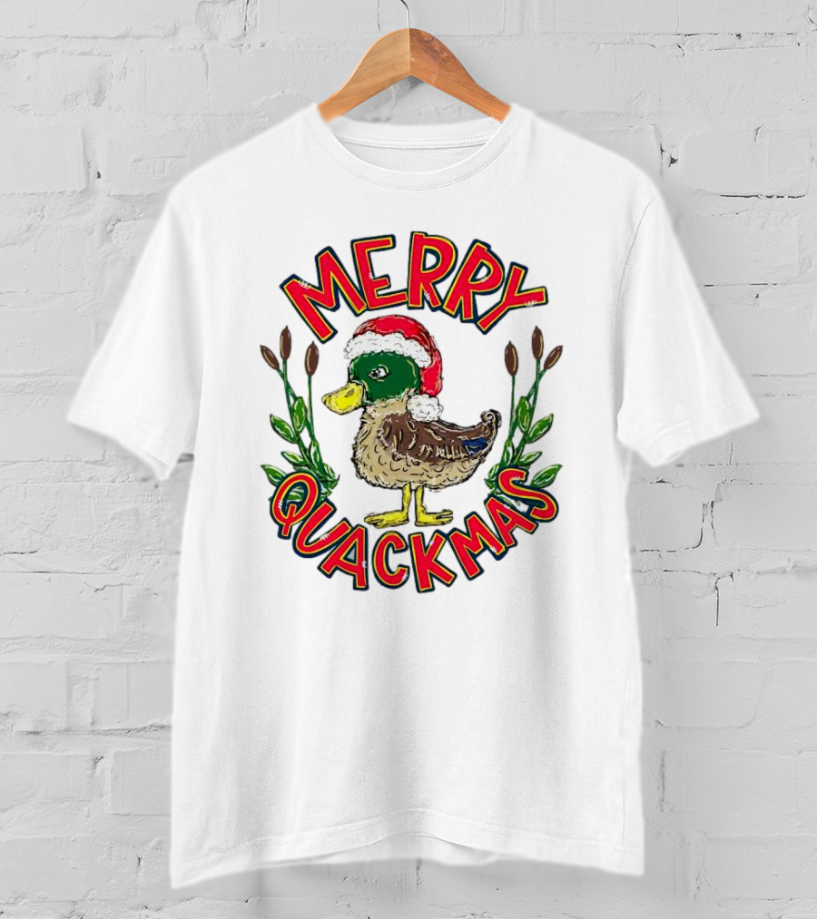 Merry Quackmas Christmas Santa Hat Duck Festive Holiday T-Shirt