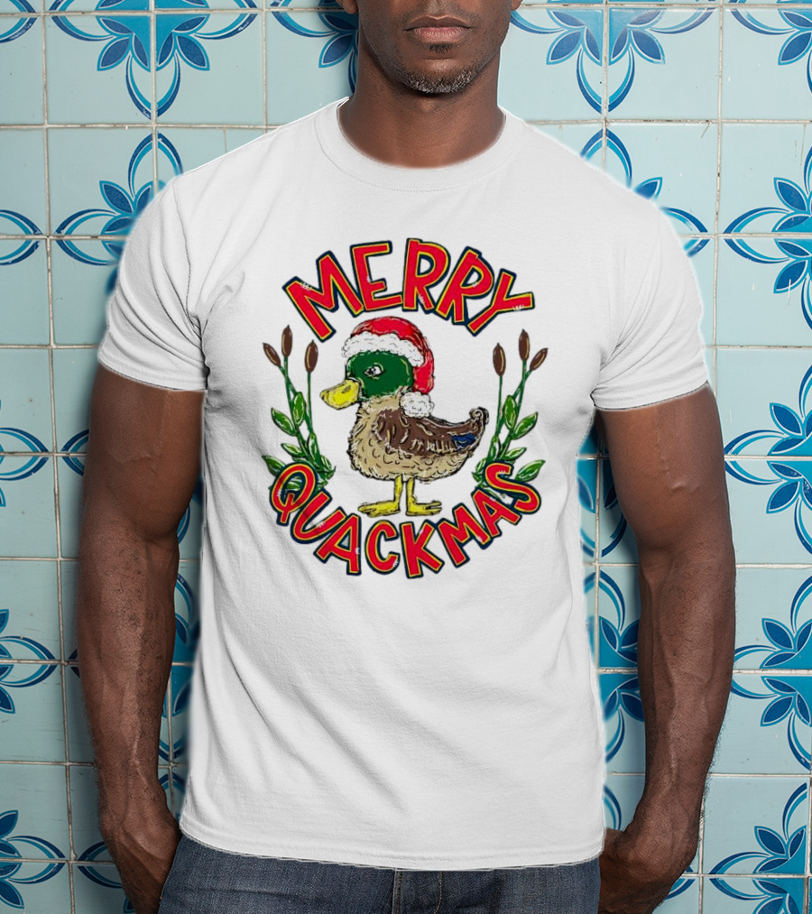 Merry Quackmas Christmas Santa Hat Duck Festive Holiday T-Shirt